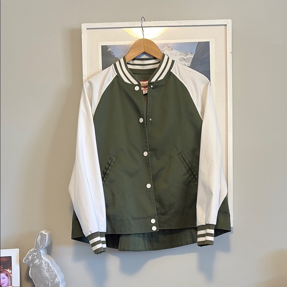 Hunter Olive Green and White Varsity Jacket